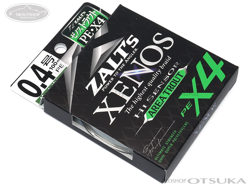 ラインシステム ザルツ ゼノス エリアトラウト ハイセンサーPE X4 0.4号 8lb #ダークグリーン