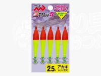 マルシン漁具 徳用ウキスッテ5本 -  #アカキ夜光 2.5号2段針