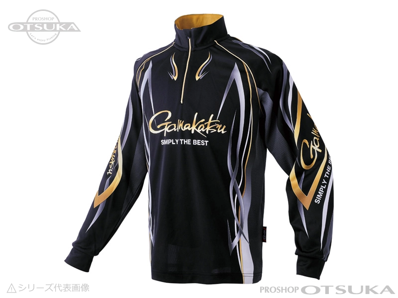 がまかつ 2ウェイプリントジップシャツ 長袖 GM-3734 Mサイズ # ブラック