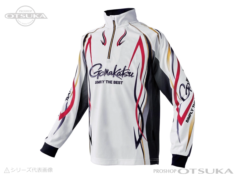 がまかつ 2ウェイプリントジップシャツ 長袖 GM-3734 Lサイズ # ホワイト