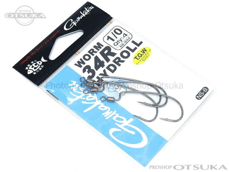 がまかつ ワームフック ワーム34R　ハイドロール フックサイズ 1/0 