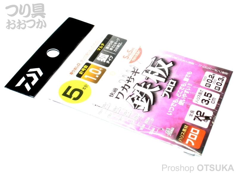 ダイワ 快適ワカサギ仕掛 快適ワカサギ仕掛SS 鉄板フロロ マルチ 狐タイプ1.0号 全長72cm ハリス3.5cm 枝0.2号 幹0.3号　5本針