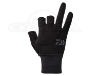 ダイワ 防風ベルトレスグローブ - DG-8025W #ブラック 3本カット　Lサイズ