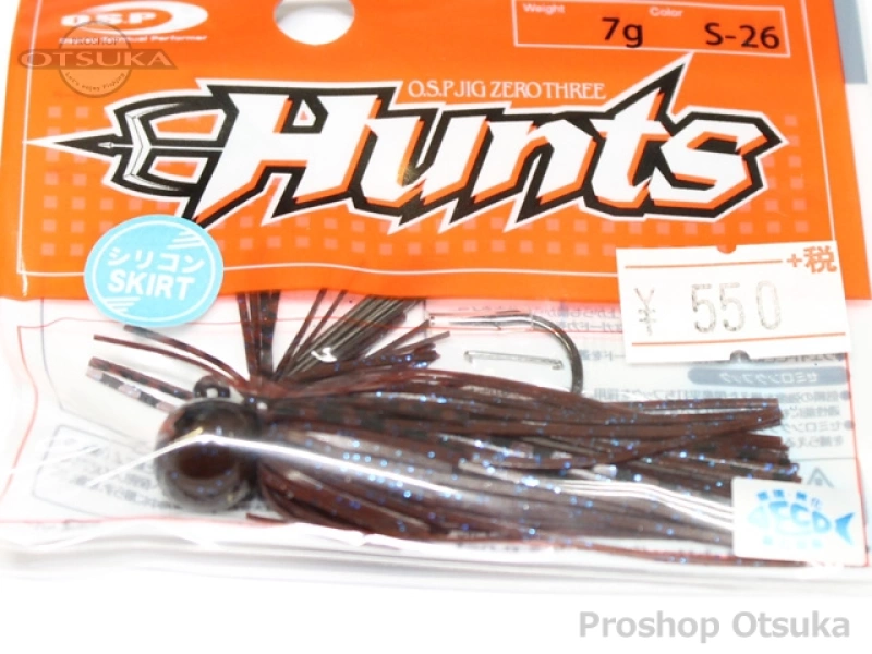 OSP OSPジグ OSPジグ03 ハンツ7.0g 7g シリコンSKIRT #S-26 スカッパノン/ブルーフレーク