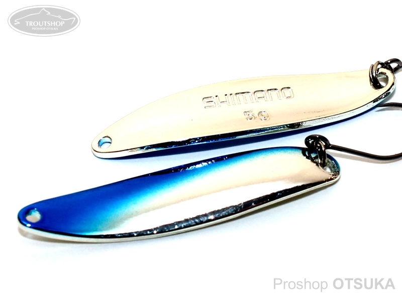 シマノ カーディフエリアスプーン カーディフスプーン スリムスイマー5.0g 5.0g プレミアムメッキ #76T ブルーシルバー
