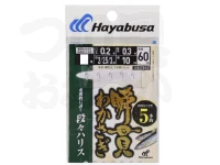 ハヤブサ 瞬貫わかさぎ - 段々ハリス C262 全長60cm　5本鈎 秋田キツネ1号ハリス0.2号幹糸0.3号